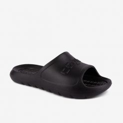 Klapki damskie Coqui Viki - czarne Coquiair. Czarne klapki damskie Coqui, bez wzorów, z materiału, bez obcasa. Za 125.99 zł.
