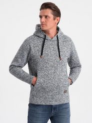 Bluza męska nierozpinana kangurka z kapturem - szary melanż V1 - Rozmiar: XXL. Szare bluzy z kapturem męskie Ombre Clothing, m, z poliesteru. Za 119.99 zł.