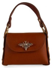 ORE10 Skórzana torebka "Raser" w kolorze jasnobrązowym - 17 x 12 x 6 cm rozmiar: onesize. Brązowe torebki klasyczne damskie ORE10, z aplikacjami, z materiału, bez dodatków. Za 150.45 zł.