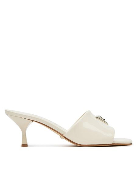 Guess Klapki FLJLUS PAF03 Écru. Klapki damskie Guess, z aplikacjami, ze skóry, bez obcasa. Za 342.00 zł.