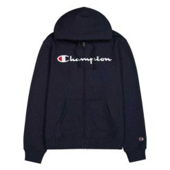 Męska Bluza Z Pełnym Zamkiem Błyskawicznym Z Markowym Rękawem. Niebieskie bluzy bez kaptura męskie CHAMPION, m. Za 351.99 zł.