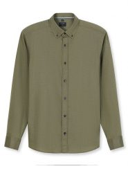 OLYMP Koszula "Casual" - Regular fit - w kolorze oliwkowym rozmiar: S. Zielone koszule męskie Olymp, s, bez wzorów, z bawełny, bez kołnierzyka, bez ramiączek. Za 113.63 zł.