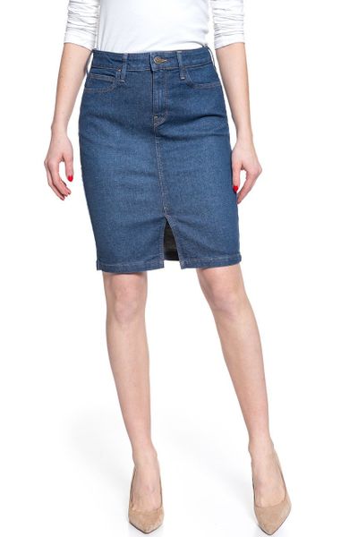 SPÓDNICA JEANSOWA LEE PENCIL SKIRT DARK GARNER L38GDJUV 112108166. Niebieskie spódniczki damskie Lee, l, bez wzorów, z jeansu, dopasowane. Za 159.99 zł.