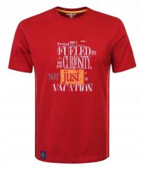 T-Shirt (Koszulka) Męska - Pako Jeans - Nadruk, Kolor Czerwony. Czerwone t-shirty męskie Pako Jeans, l, bez wzorów, z bawełny, bez kołnierzyka. Za 69.00 zł.