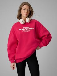 4F Bluza dresowa oversize bez kaptura damska - różowa L. Czerwone bluzy bez kaptura damskie 4f, l, z dresówki. Za 159.99 zł.