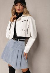 Jasnoniebieska Bawełniana Spódnica Jeansowa High Waist o Rozkloszowanym Fasonie Risat. Niebieskie spódniczki damskie Renee, m, bez wzorów, z bawełny, z podwyższonym stanem, mini, rozkloszowane. Za 119.99 zł.