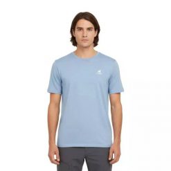 Męska koszulka trekkingowa z wełny merynosa. Niebieskie t-shirty sportowe męskie FJORK MERINO, m, z materiału, bez ramiączek, do biegania. Za 199.00 zł.