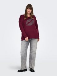 ONLY Sweter w kolorze bordowym rozmiar: L-50/52. Czerwone swetry klasyczne damskie Only, l, bez kołnierzyka. Za 78.28 zł.