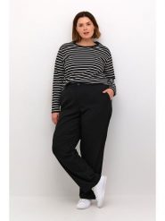 KAFFE curve Koszulka w kolorze czarno-białym rozmiar: L. Czarne t-shirty damskie KAFFE curve, l, bez wzorów, z bawełny, bez kołnierzyka. Za 49.19 zł.