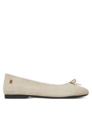 Tommy Hilfiger Baleriny Toe Cap Suede Ballerina FW0FW08909 Beżowy. Brązowe baleriny damskie Tommy Hilfiger, bez wzorów, ze skóry, bez obcasa. Za 379.99 zł.