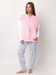 Barbie Kurtka polarowa "Barbie" w kolorze jasnoróżowo-białym rozmiar: M. Różowe kurtki damskie barbie, m, bez wzorów, z polaru, bez kaptura. Za 165.99 zł.