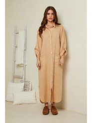 Rodier Lin Lniana sukienka w kolorze beżowym rozmiar: XL/XXL. Brązowe sukienki damskie Rodier Lin, na co dzień, xl, bez wzorów, ze lnu, bez kołnierzyka, bez ramiączek, maxi, proste. Za 122.67 zł.