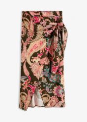 Spódnica midi z ozdobnym wiązaniem. Zielone spódniczki damskie bonprix, bez wzorów, eleganckie, midi. Za 59.99 zł.