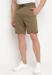 Ciemnozielone Szorty Dresowe z Gumką w Pasie Zhen. Zielone szorty męskie Born2be, z dresówki, bez kołnierzyka. Za 29.99 zł.