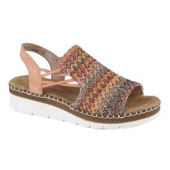 Szydełkowe Sandały Damskie. Czarne obuwie trekkingowe damskie Rieker, bez wzorów, bez obcasa. Za 480.99 zł.