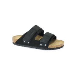 Sandały Birkenstock Uji Vl Wąskie Czarne. Czarne sandały męskie Birkenstock, z nubiku, bez zapięcia. Za 593.50 zł.