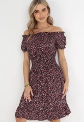 Czarno-Czerwona Sukienka Hiszpanka z Bawełny z Gumką w Pasie Viliana. Czarne sukienki damskie Born2be, na co dzień, na lato, l, bez wzorów, z bawełny, eleganckie, bez kołnierzyka, bez ramiączek, midi. W wyprzedaży za 43.99 zł.