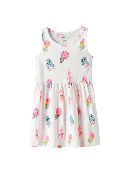 NAME IT Sukienka codzienna Vineo 13230153 Biały Regular Fit. Białe sukienki dziewczęce Name it, bez wzorów, z bawełny, bez ramiączek. Za 29.99 zł.