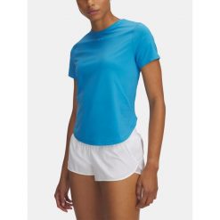 T-Shirt Damski Under Armour Koszulka Sportowa Do Biegania. Niebieskie bluzki sportowe damskie Under Armour, bez kołnierzyka, bez ramiączek. W wyprzedaży za 156.69 zł.
