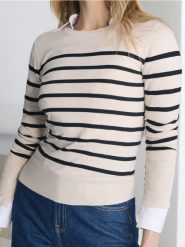 Sweter w paski - wielobarwny. Swetry klasyczne damskie Sinsay, l, bez kołnierzyka. W wyprzedaży za 13.99 zł.