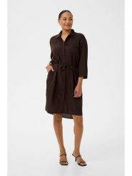 Kaffe Sukienka w kolorze ciemnobrązowym rozmiar: 40. Brązowe sukienki damskie Kaffe, bez wzorów, z tkaniny, bez kołnierzyka, bez ramiączek, midi, rozkloszowane. Za 173.99 zł.