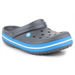 Klapki Crocs Crocband W 11016-07W szare. Szare klapki damskie bez wzorów, z materiału, bez obcasa. Za 374.47 zł.