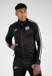 Bluza fitness męska Gorilla Wear Stratford Jacket. Czarne bluzy sportowe męskie GORILLA WEAR, bez wzorów, z dresówki, bez kołnierzyka, bez ramiączek. Za 344.35 zł.