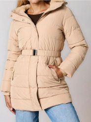 Długa kurtka puffer z kapturem - brązowy. Brązowe kurtki damskie Sinsay, l, bez wzorów, z kapturem. Za 129.99 zł.