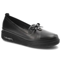 Czarne Półbuty Ravini Wygodne Buty Damskie. Czarne półbuty damskie Ravini, bez wzorów, ze skóry, bez obcasa, na platformie. Za 279.00 zł.