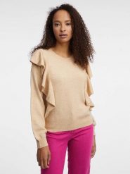Orsay Sweter w kolorze beżowym rozmiar: M. Brązowe swetry klasyczne damskie ORSAY, m, bez kołnierzyka. Za 61.75 zł.