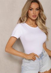 Biały Klasyczny T-shirt z Bawełny Bilena. Białe t-shirty damskie Renee, bez wzorów, z bawełny, bez kołnierzyka. Za 24.99 zł.