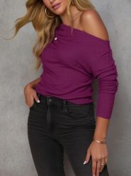 Milan Kiss Bluzka w kolorze fioletowym rozmiar: L. Różowe bluzki damskie Milan Kiss, l, bez wzorów, bez kołnierzyka, bez ramiączek. Za 244.22 zł.