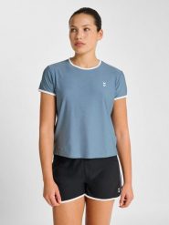 Koszulka damska Hummel Pulse Cima. Niebieskie bluzki sportowe damskie HUMMEL, m, bez wzorów, z materiału, bez ramiączek. Za 128.00 zł.