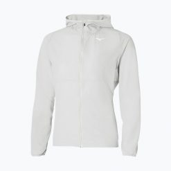 Kurtka do biegania damska Mizuno Alpha Jacket. Szare kurtki damskie Mizuno, bez wzorów, bez kaptura. Za 239.99 zł.