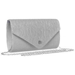 Kopertówka damska Rovicky R-XS021 srebrna. Szare torebki wieczorowe ROVICKY, z aplikacjami, z syntetyku, eleganckie, bez kołnierzyka, bez ramiączek. Za 49.99 zł.