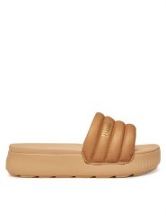 Puma Klapki Karmen Slide Puffy Wns Aqua Metallics PU 400679 02 Złoty. Żółte klapki damskie Puma, bez wzorów, z syntetyku, bez obcasa. Za 169.99 zł.
