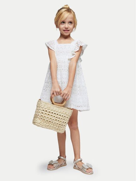 Mayoral Sukienka letnia 3924 Écru Regular Fit. Sukienki dziewczęce Mayoral, na lato, bez wzorów, z wiskozy, bez ramiączek. Za 129.99 zł.