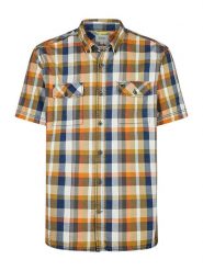 Camel Active Koszula - Regular fit - w kolorze pomarańczowo-niebieskim rozmiar: L. Pomarańczowe koszule męskie Camel Active, l, bez wzorów, z bawełny, bez kołnierzyka, bez ramiączek. Za 123.25 zł.