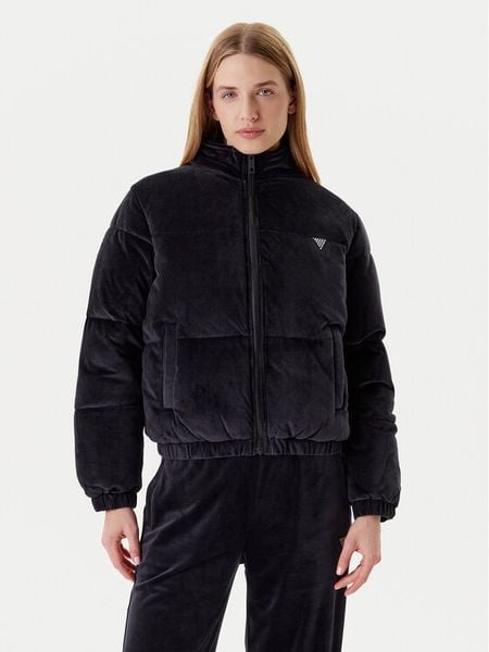 Guess Kurtka zimowa V4BL03 K0232 Czarny Regular Fit. Czarne kurtki damskie Guess, na zimę, xl, z aplikacjami, z syntetyku, bez kaptura. Za 459.99 zł.