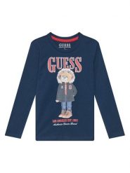 Guess Bluzka N5BI04I3Z14 Granatowy Regular Fit. Niebieskie t-shirty chłopięce Guess, z aplikacjami, z bawełny, bez ramiączek. Za 89.99 zł.