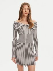 Guess Sukienka dzianinowa W5YK28 Z30I2 Szary Slim Fit. Szare sukienki damskie Guess, xl, z aplikacjami, z dzianiny, bez kołnierzyka, bez ramiączek. Za 399.99 zł.