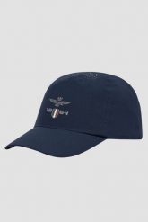 AERONAUTICA MILITARE Granatowa męska czapka z daszkiem. Niebieskie czapki męskie AERONAUTICA MILITARE, bez wzorów, sportowe. W wyprzedaży za 206.99 zł.