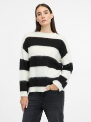 Orsay Sweter w kolorze czarno-białym rozmiar: L. Białe swetry klasyczne damskie ORSAY, l, bez kołnierzyka. Za 56.99 zł.