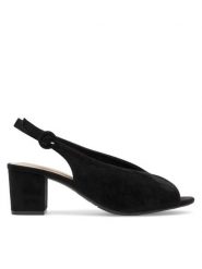 Clara Barson Sandały LS6019-01 Czarny. Czarne sandały damskie Clara Barson, bez wzorów, z materiału, bez obcasa, na słupku. Za 89.99 zł.
