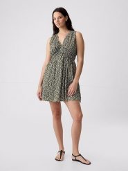 GAP Sukienka w kolorze khaki rozmiar: L. Brązowe sukienki damskie GAP, l, bez wzorów, bez kołnierzyka, bez ramiączek, mini, rozkloszowane. Za 120.95 zł.