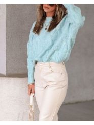 Milan Kiss Sweter w kolorze błękitnym rozmiar: XL. Niebieskie swetry klasyczne damskie Milan Kiss, xl, bez kołnierzyka. Za 130.99 zł.