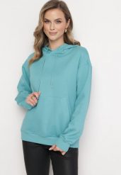 Niebieska Bluza Kangurka z Kapturem i Szeroką Kieszenią Rihea. Niebieskie bluzy z kapturem damskie Born2be. Za 74.99 zł.