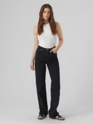 Vero Moda Dżinsy - Comfort fit - w kolorze czarnym rozmiar: W25/L30. Czarne jeansy damskie Vero Moda, z podwyższonym stanem. Za 105.38 zł.