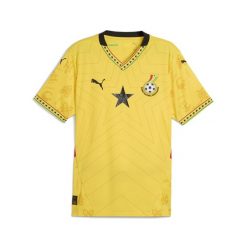 Męska koszulka wyjazdowa Ghana 2025 PUMA Pelé Yellow Black. Żółte t-shirty sportowe męskie Puma, m, bez ramiączek, do piłki nożnej. Za 398.50 zł.