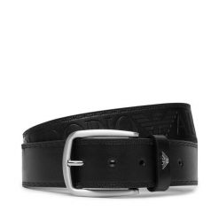Pasek Emporio Armani. Czarne paski męskie Emporio Armani, bez wzorów. Za 569.99 zł.